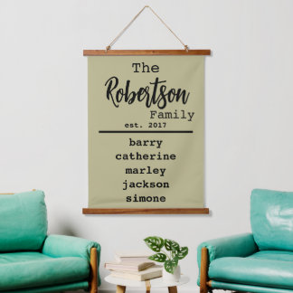 Liste der personalisierten Schriftart mit Namen un Wandteppich Mit Holzrahmen