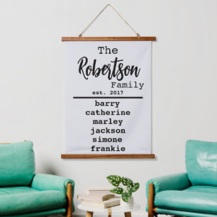 Liste der personalisierten Schriftart mit Namen un Wandteppich Mit Holzrahmen