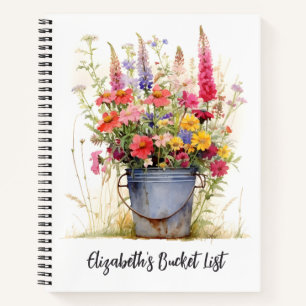 Liste der personalisierten Wildblumen Notizbuch