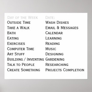 Liste der täglichen Aufgaben des adaptiven Live-To Poster
