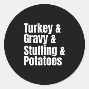 Liste der Zutaten für das Thanksgiving-Essen Lusti Runder Aufkleber