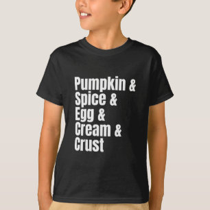 Liste der Zutaten für lustigen Kürbiskuchen zu Tha T-Shirt