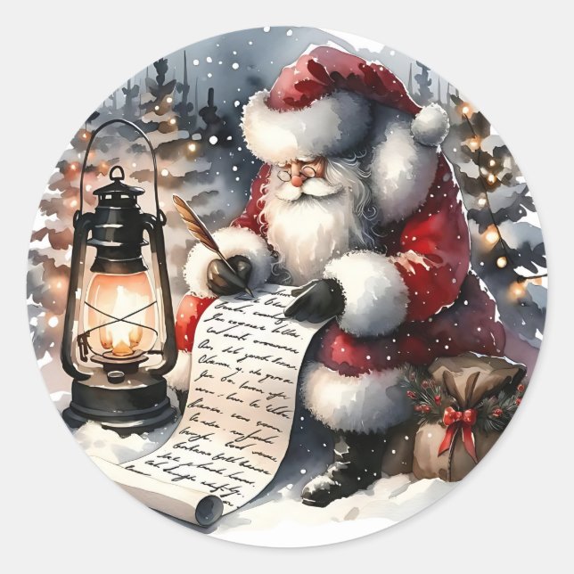 Liste des Weihnachtsmanns Runder Aufkleber (Vorderseite)