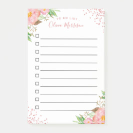 Liste erstellen - Blush Pink Floral Confetti Punkt Post-it Klebezettel