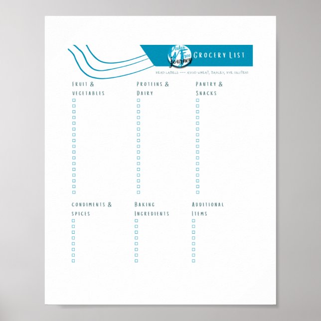 Liste glutenfreier Lebensmittel zum Herunterladen Poster (Vorne)