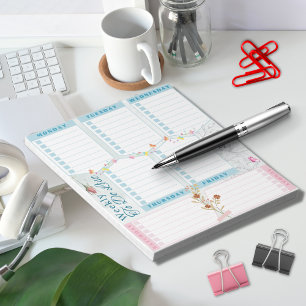Liste mit Blume Butterfly Blue Pink Theme Notizblock