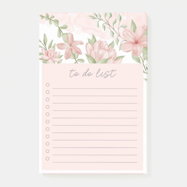Liste mit Blumen Post-it Klebezettel (Vorderseite)