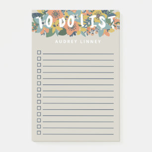 Liste mit dem Charming-Floral-Kästchen Post-it Klebezettel