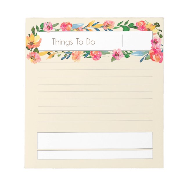 Liste mit floralen Daten Notizblock (Vorderseite)