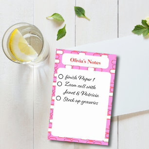 Liste mit Funky Pink Post-it Klebezettel