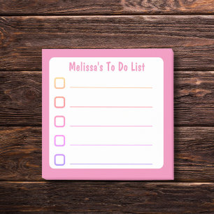 Liste mit rosa Verkleidung Post-it Klebezettel