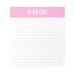 Liste mit schlichtem Rosa Notizblock