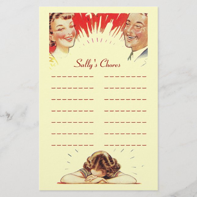 Listenaufgabe des Kindes listet Briefpapier (Vorderseite)