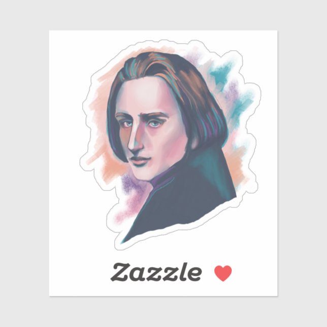 Liszt Colorful Watercolor Portrait Aufkleber (Blatt)