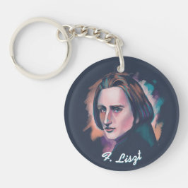 Liszt Wasserfarben-Porträt-Zitat Acrylkette Schlüsselanhänger
