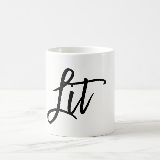 Lit Black Modern Script Trend Custom Tasse (Mittel)