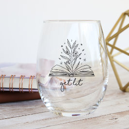 Lit Blooming Floral Book Weinglas Ohne Stiel