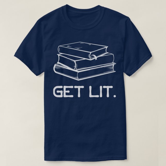 Lit Book Lass Lit mit Büchern T-Shirt (Design vorne)