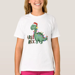 Lit Dinosaur T-Shirt, Kinder T-Rex Weihnachtsbaum T-Shirt