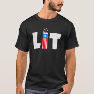 Lit Firecracker 4. Juli America Flag Patriotic Us T-Shirt