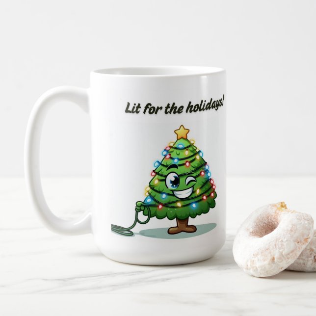 "Lit for Holidays" Tasse - Weihnachts-Pun-Geschenk (Mit Donut)