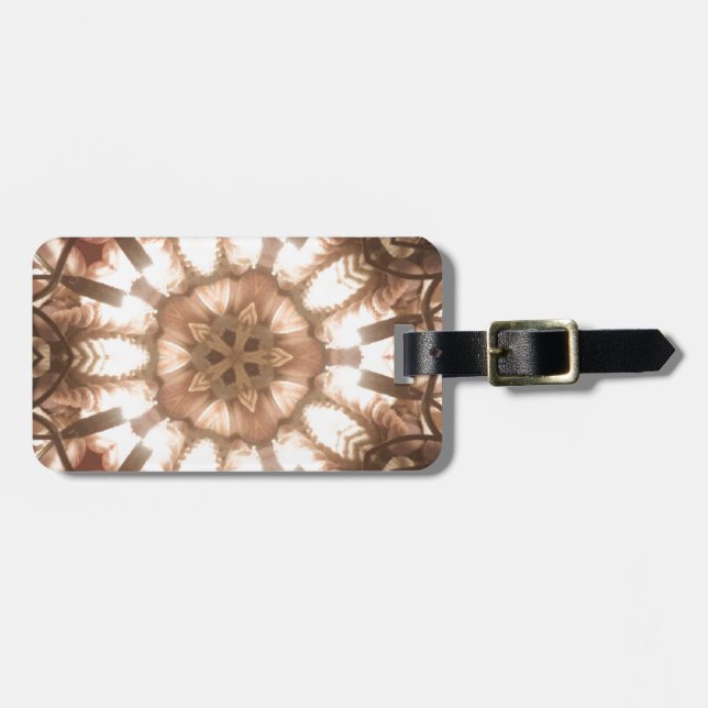 Lit Frohe Weihnachtsbaum Lights Kaleidoskop Kunst Gepäckanhänger (Vorderseite horizontal)