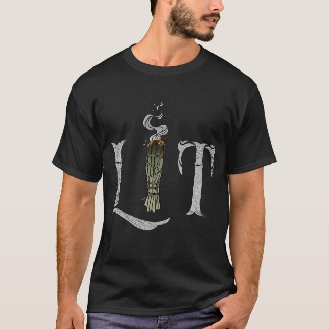 Lit Funny Burning Sage Smudge Stick Hexe T-Shirt (Vorderseite)