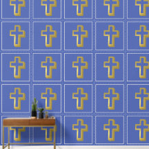 Lit Golden Cross Christlich Iris Blue Square