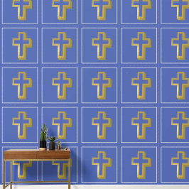 Lit Golden Cross Christlich Iris Blue Square Tapete