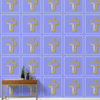 Lit Golden Cross Christliches Muster, Lavender Blu