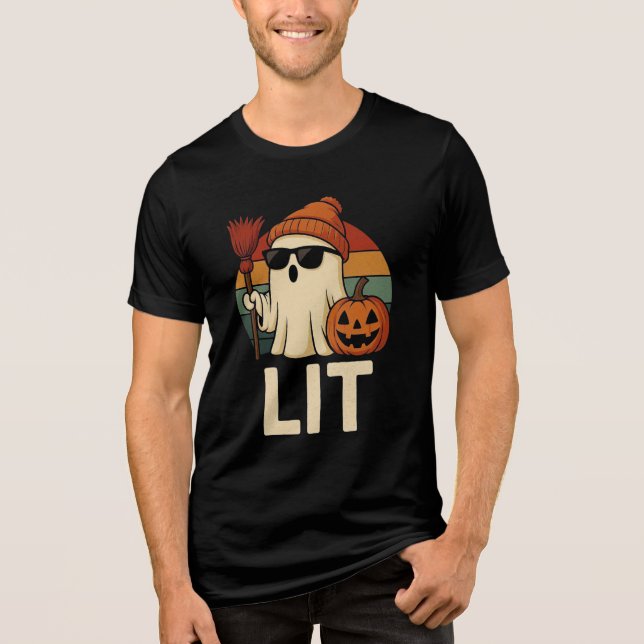 Lit Halloween Ghost T - Shirt (Vorderseite)