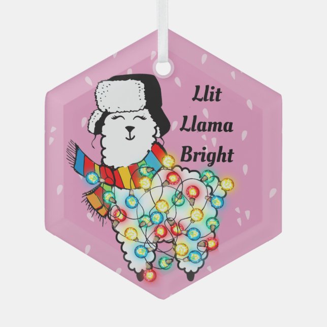 Lit Llama Ornament - Individueller Urlaubsspass (Vorderseite)