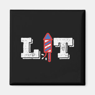 Lit Lustige Feuerwerke 4. Juli Party Amerikanisch Magnet