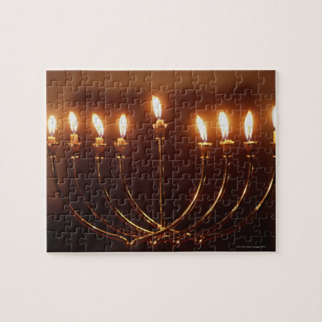 Lit menorah, Israel Puzzle (Horizontal)