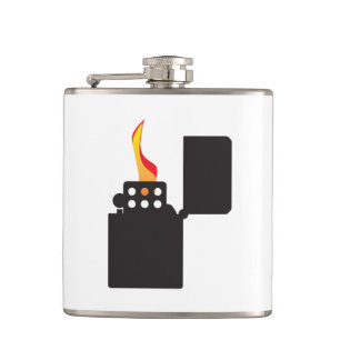 Lit Open Cigarette Lighter Flachmann