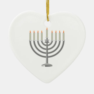 Lit silbernes Chanukka Menorah mit Davidsstern Keramik Ornament