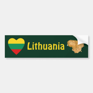 Litauen Flagge Herz + Karte Aufkleber Autoaufkleber