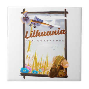 Litauen - Für ein Abenteuer-Reiseplakat Fliese