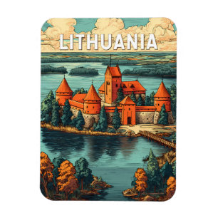 Litauen Illustration Reise Kunst Vintage Magnet