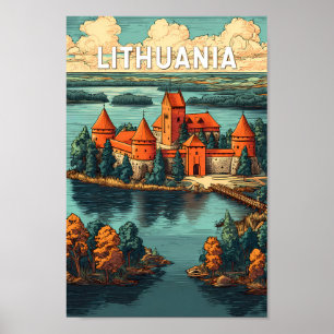 Litauen Illustration Reise Kunst Vintage Poster
