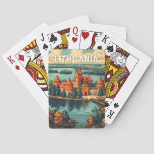Litauen Illustration Reise Kunst Vintage Spielkarten