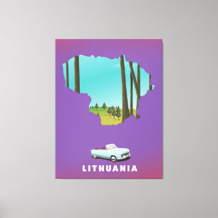 Litauen Illustrierte Reiselandkarte Poster Leinwanddruck
