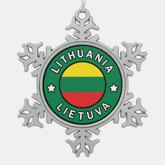 Litauen Lietuva Schneeflocken Zinn-Ornament (Vorderseite)