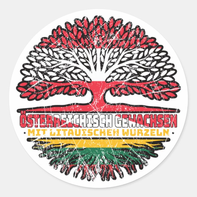 litauen litau Österreichisch Österreich Baum Runder Aufkleber (Vorderseite)