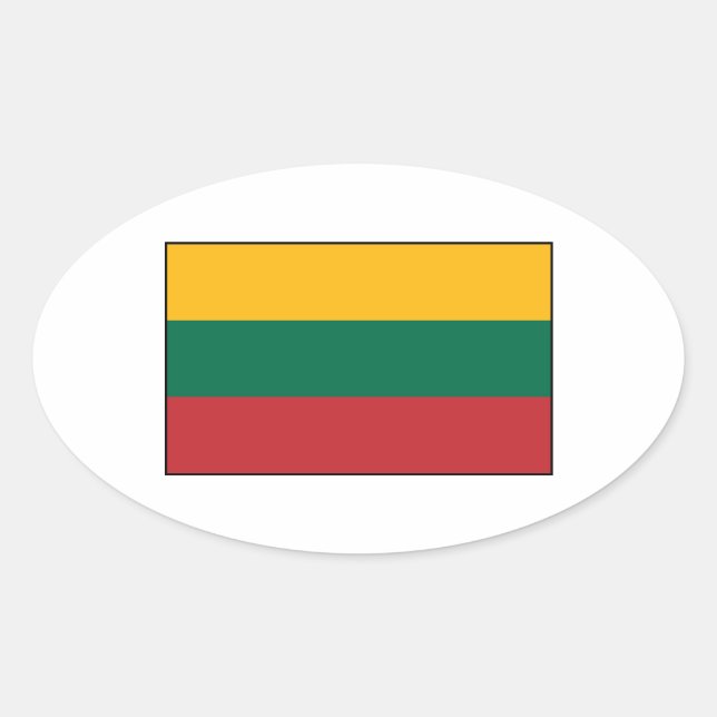 Litauen - litauische Flagge Ovaler Aufkleber (Vorderseite)