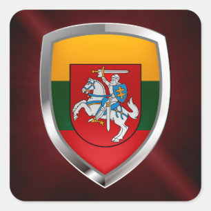 Litauen Metallisches Emblem Quadratischer Aufkleber