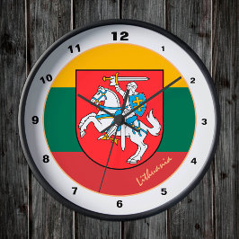 Litauen Ritter und litauische Flagge Elegant Runde Wanduhr