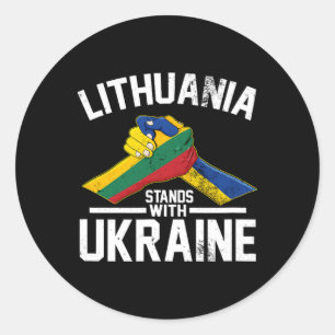 Litauen steht mit der Ukraine Ukrainisch Litauisch Runder Aufkleber