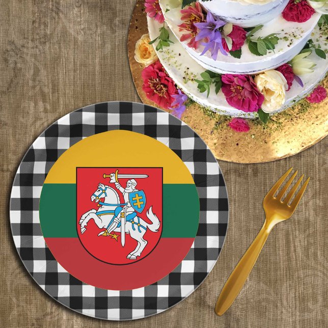 Litauen Tafel, Büffel kariert und litauische Flagg Pappteller (Von Creator hochgeladen)