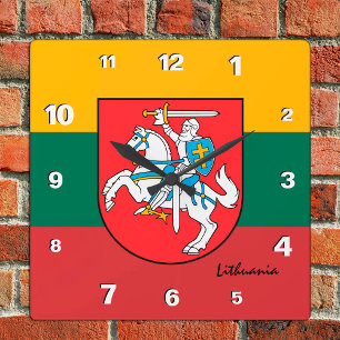 Litauen Uhr, patriotische Zuhause, litauische Flag Quadratische Wanduhr